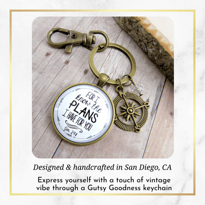 Faith Compass Keychain White For I Know The Plans Jeremiah 29 11 Life Quote Womens Jewelry - Gutsy Goodness Handmade Jewelry;Faith Compass Keychain White For I Know The Plans Jeremiah 29 11 Life Quote Womens Jewelry - Gutsy Goodness Handmade Jewelry Gifts