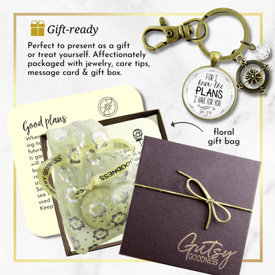 Faith Compass Keychain White For I Know The Plans Jeremiah 29 11 Life Quote Womens Jewelry - Gutsy Goodness Handmade Jewelry;Faith Compass Keychain White For I Know The Plans Jeremiah 29 11 Life Quote Womens Jewelry - Gutsy Goodness Handmade Jewelry Gifts