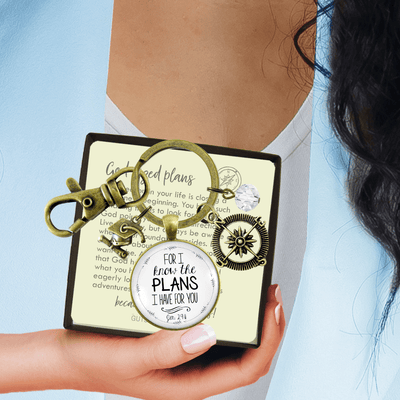 Graduate Keychain For I Know the Plans Jeremiah 29 11 White Jewelry Compass Tassel Cap - Gutsy Goodness