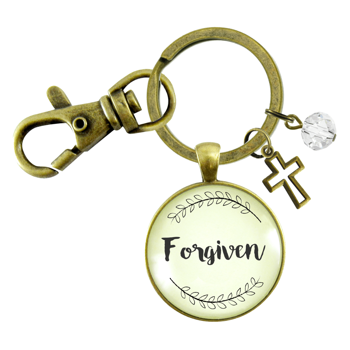 Forgiven Keychain Faith Inspired Christian Women's Jewelry One Word Style Pendant - Gutsy Goodness