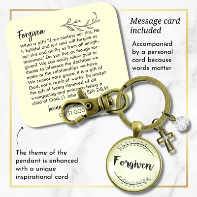 Forgiven Keychain Faith Inspired Christian Women's Jewelry One Word Style Pendant - Gutsy Goodness