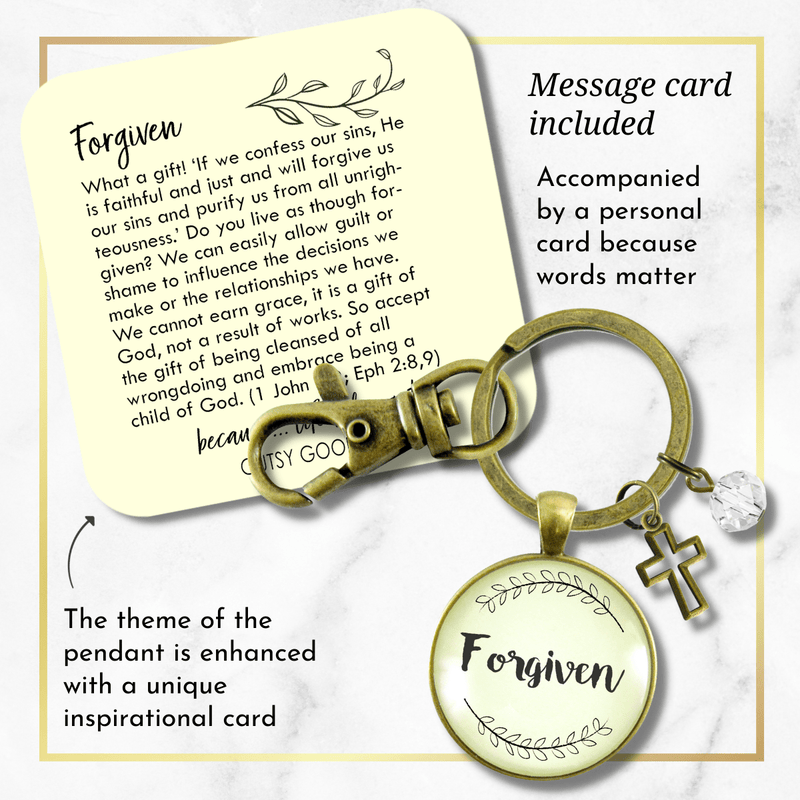 Forgiven Keychain Faith Inspired Christian Women's Jewelry One Word Style Pendant - Gutsy Goodness