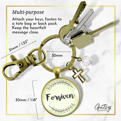 Forgiven Keychain Faith Inspired Christian Women's Jewelry One Word Style Pendant - Gutsy Goodness