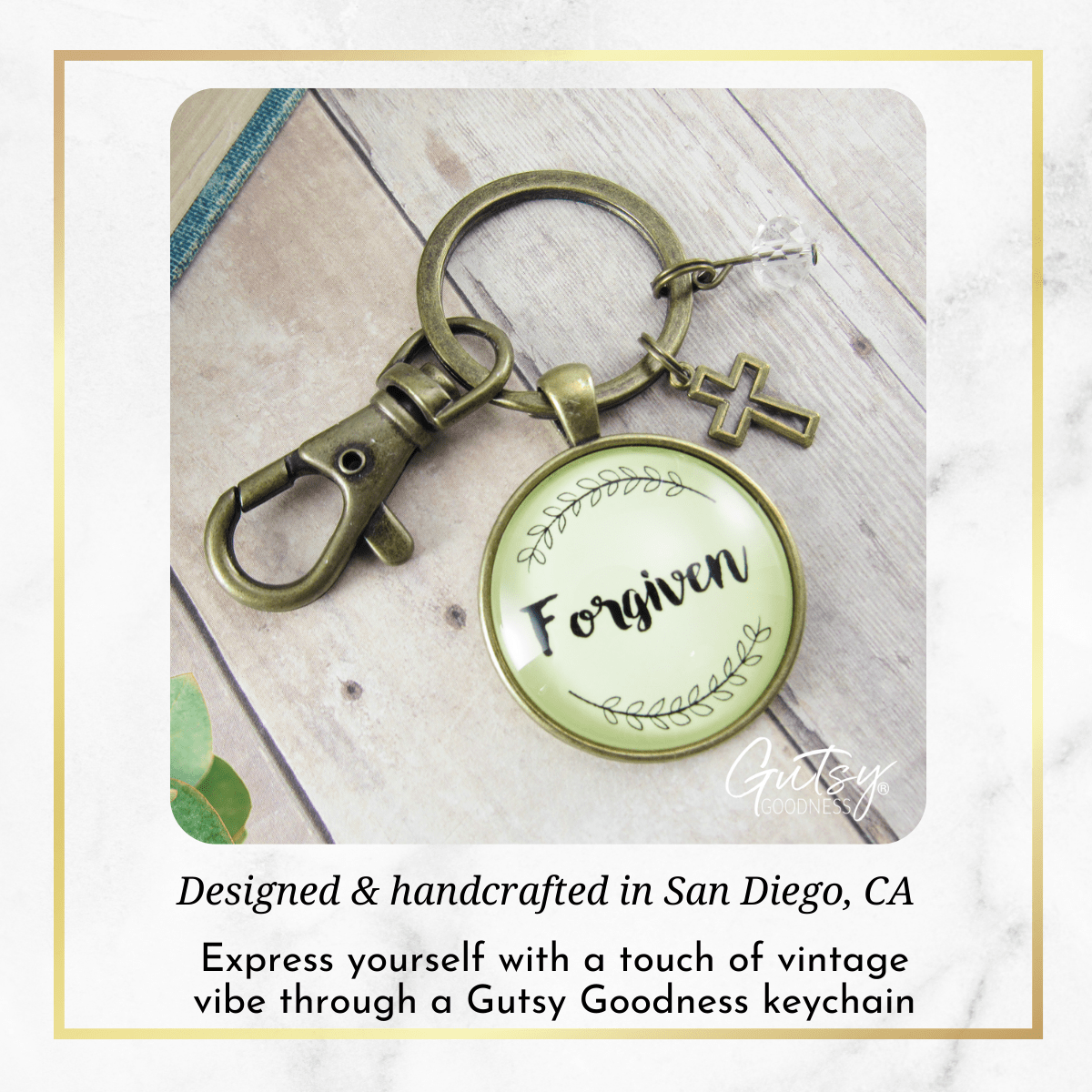 Forgiven Keychain Faith Inspired Christian Women's Jewelry One Word Style Pendant - Gutsy Goodness