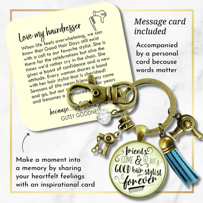 Hair Stylist Keychain Friends Come Go Hair Stylist Forever Beautician Glam Quote Jewelry Tassel - Gutsy Goodness Handmade Jewelry;Hair Stylist Keychain Friends Come Go Hair Stylist Forever Beautician Glam Quote Jewelry Tassel - Gutsy Goodness Handmade Jewelry Gifts