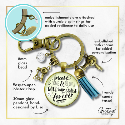 Hair Stylist Keychain Friends Come Go Hair Stylist Forever Beautician Glam Quote Jewelry Tassel - Gutsy Goodness Handmade Jewelry;Hair Stylist Keychain Friends Come Go Hair Stylist Forever Beautician Glam Quote Jewelry Tassel - Gutsy Goodness Handmade Jewelry Gifts