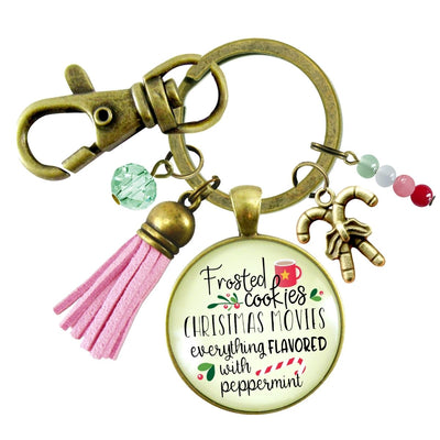 Christmas Candy Keychain Frosted Cookies Movies Peppermint Holiday Season Fun Handdmade Charm Key Chain Tassel Jewelry   - Gutsy Goodness Handmade Jewelry