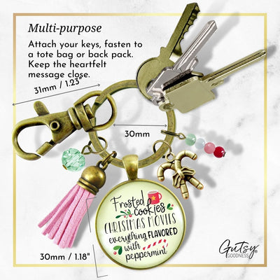 Christmas Candy Keychain Frosted Cookies Movies Peppermint Holiday Season Fun Handmade Charm Key Chain Tassel Jewelry