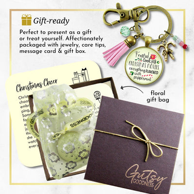 Christmas Candy Keychain Frosted Cookies Movies Peppermint Holiday Season Fun Handdmade Charm Key Chain Tassel Jewelry   - Gutsy Goodness Handmade Jewelry