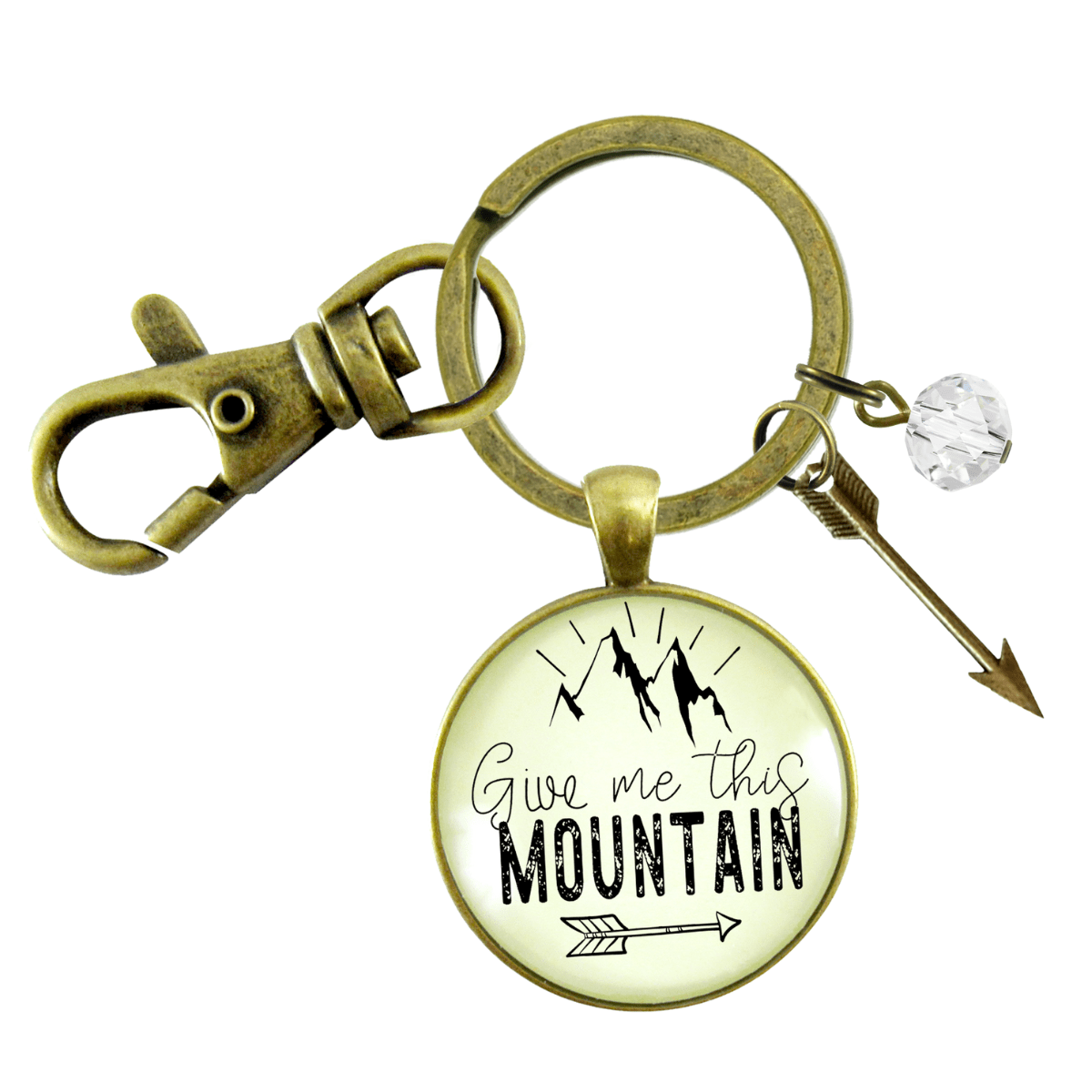 Give Me This Mountain Motivational Keychain Pendant Mantra Quote Arrow Charm - Gutsy Goodness