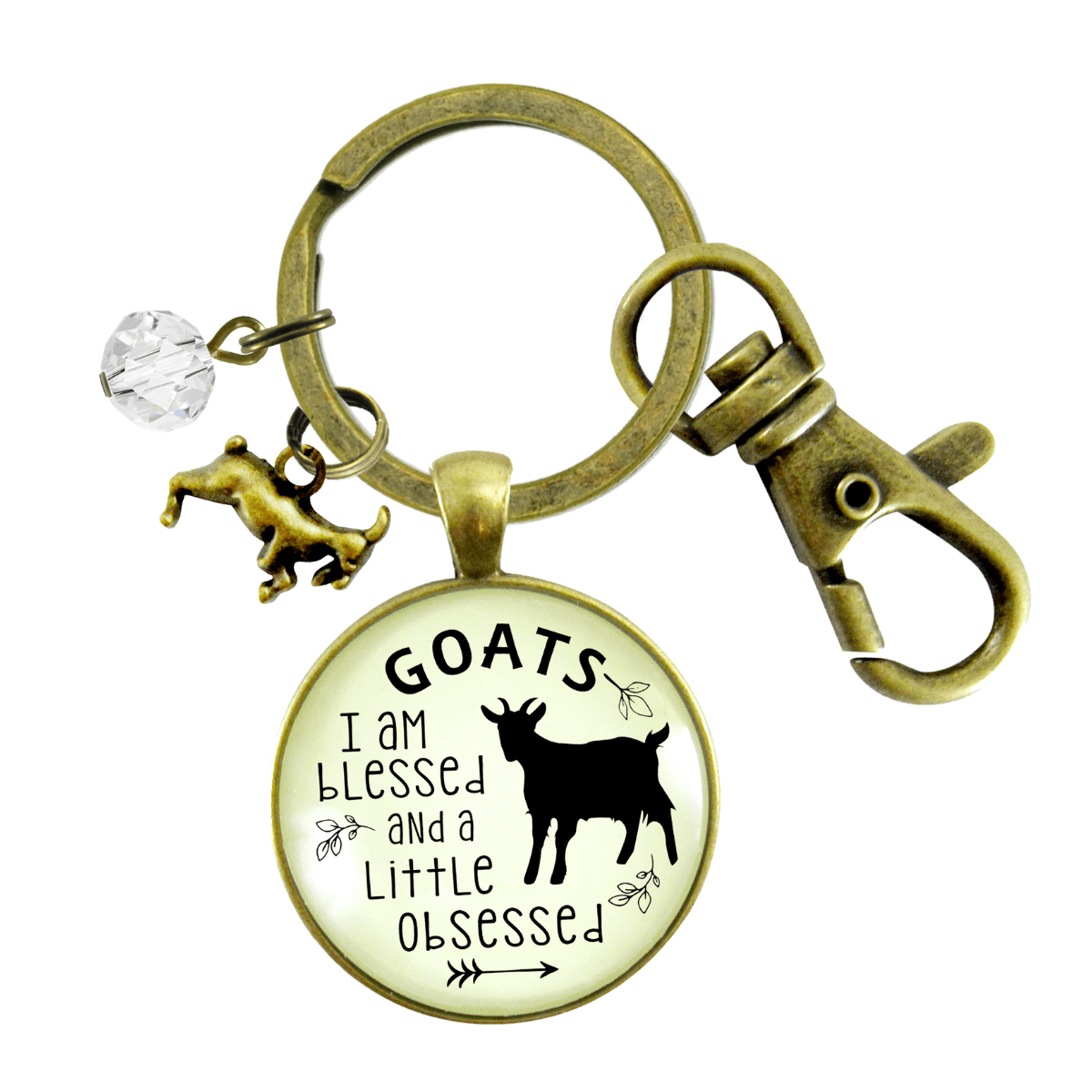 Goat Keychain I Am Blessed Little Obsessed Farm Animal Jewelry Goat Charm Gift - Gutsy Goodness Handmade Jewelry;Goat Keychain I Am Blessed Little Obsessed Farm Animal Jewelry Goat Charm Gift - Gutsy Goodness Handmade Jewelry Gifts