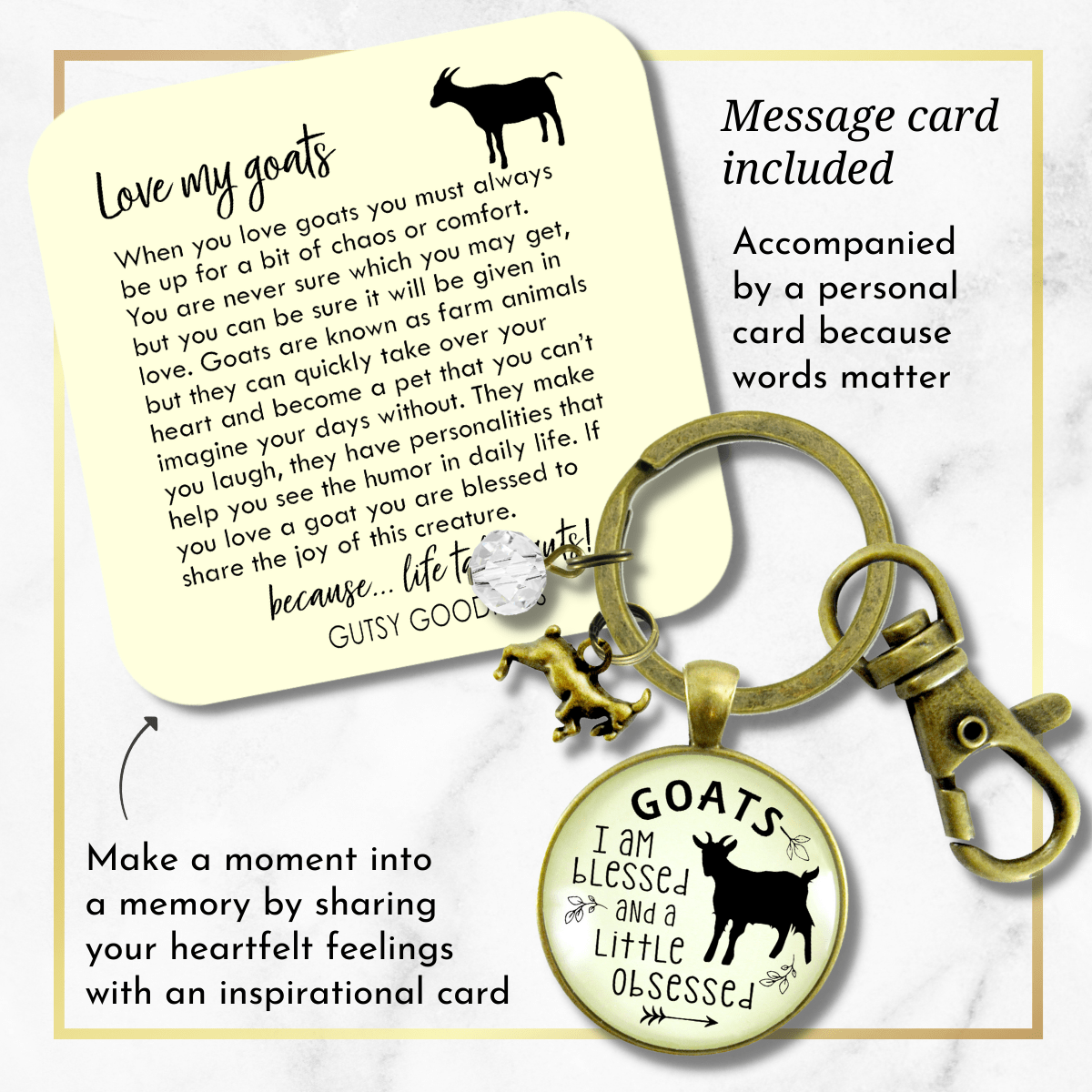 Goat Keychain I Am Blessed Little Obsessed Farm Animal Jewelry Goat Charm Gift - Gutsy Goodness Handmade Jewelry;Goat Keychain I Am Blessed Little Obsessed Farm Animal Jewelry Goat Charm Gift - Gutsy Goodness Handmade Jewelry Gifts