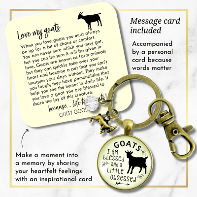 Goat Keychain I Am Blessed Little Obsessed Farm Animal Jewelry Goat Charm Gift - Gutsy Goodness Handmade Jewelry;Goat Keychain I Am Blessed Little Obsessed Farm Animal Jewelry Goat Charm Gift - Gutsy Goodness Handmade Jewelry Gifts