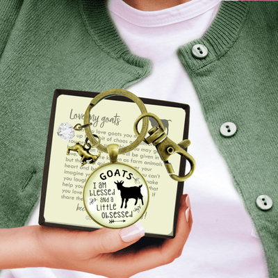 Goat Keychain I Am Blessed Little Obsessed Farm Animal Jewelry Goat Charm Gift - Gutsy Goodness Handmade Jewelry;Goat Keychain I Am Blessed Little Obsessed Farm Animal Jewelry Goat Charm Gift - Gutsy Goodness Handmade Jewelry Gifts