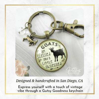 Goat Keychain I Am Blessed Little Obsessed Farm Animal Jewelry Goat Charm Gift - Gutsy Goodness Handmade Jewelry;Goat Keychain I Am Blessed Little Obsessed Farm Animal Jewelry Goat Charm Gift - Gutsy Goodness Handmade Jewelry Gifts
