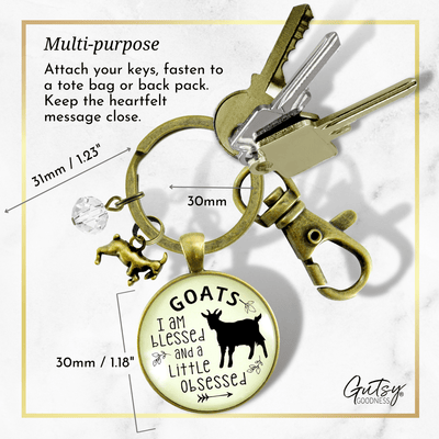 Goat Keychain I Am Blessed Little Obsessed Farm Animal Jewelry Goat Charm Gift - Gutsy Goodness Handmade Jewelry;Goat Keychain I Am Blessed Little Obsessed Farm Animal Jewelry Goat Charm Gift - Gutsy Goodness Handmade Jewelry Gifts