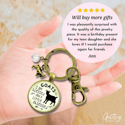 Goat Keychain I Am Blessed Little Obsessed Farm Animal Jewelry Goat Charm Gift - Gutsy Goodness Handmade Jewelry;Goat Keychain I Am Blessed Little Obsessed Farm Animal Jewelry Goat Charm Gift - Gutsy Goodness Handmade Jewelry Gifts