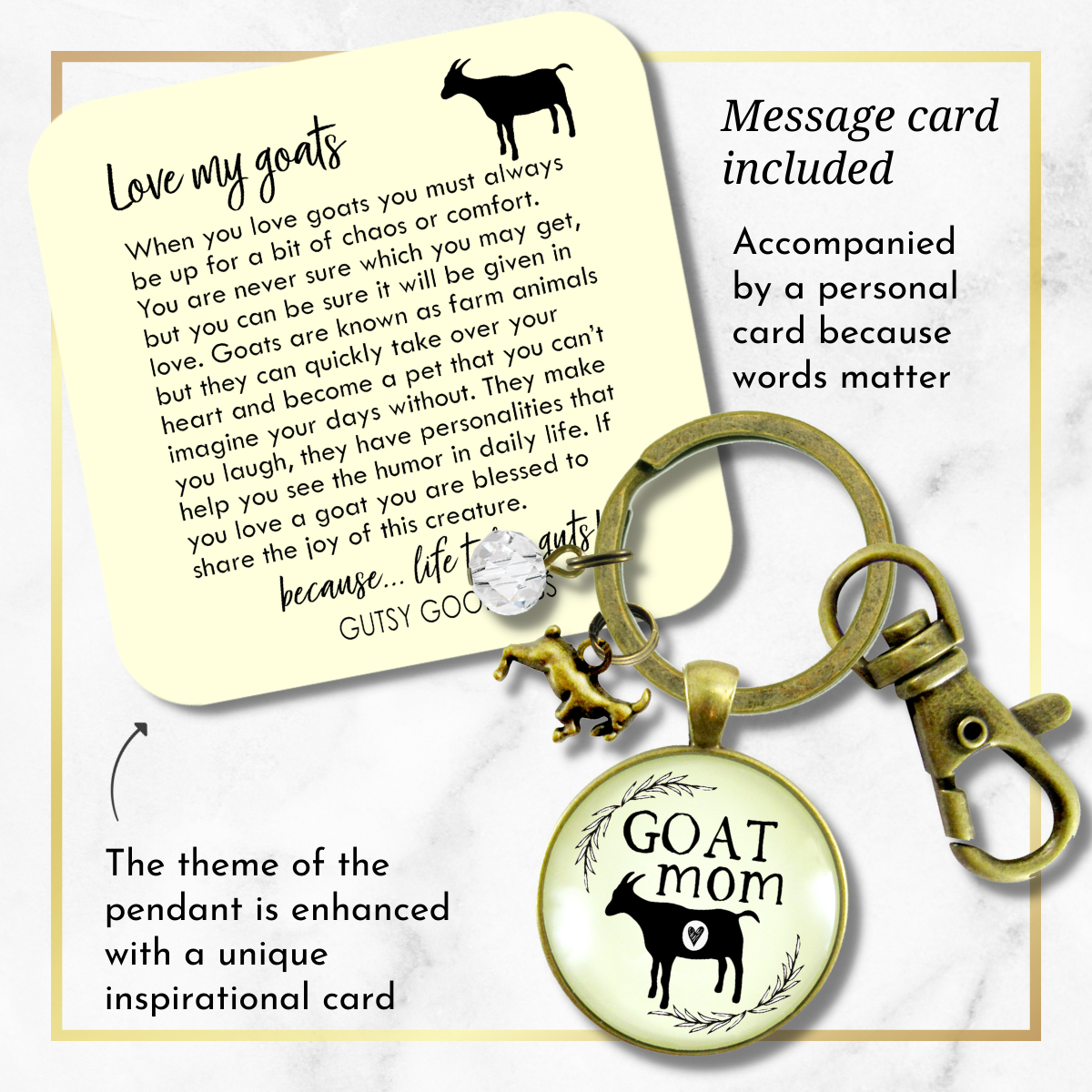 Goat Mom Keychain Baby Farm Animal Jewelry for Mama Charm Gift  Keychain - Women - Gutsy Goodness Handmade Jewelry