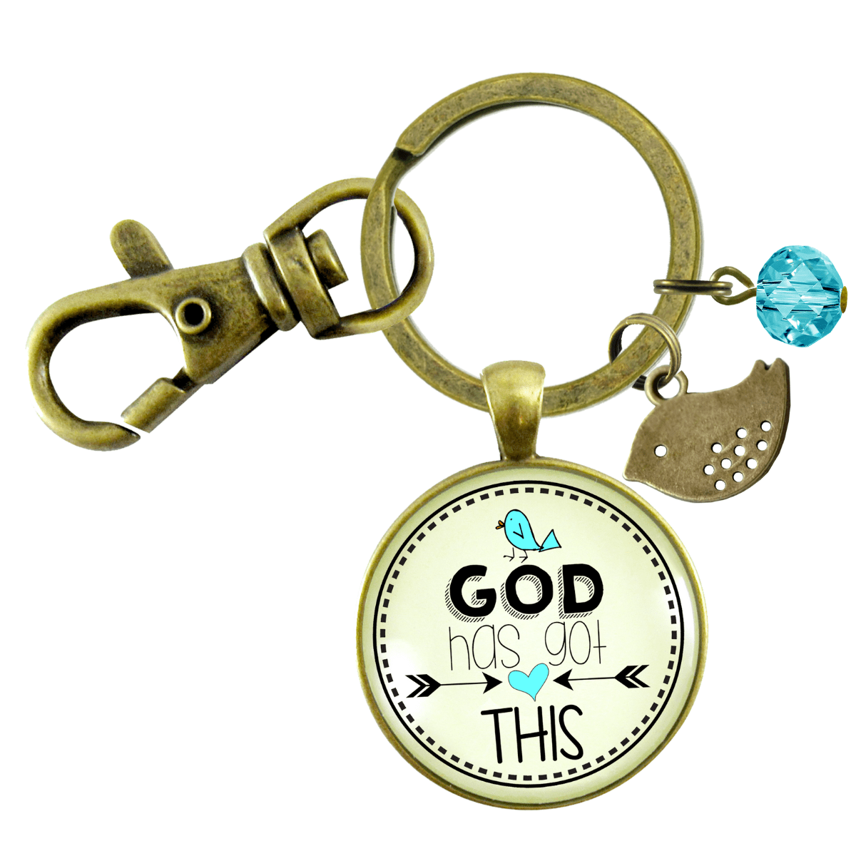 He Has Got This Keychain Faith Inspired Jewelry Boho Style Bird Encourage Gift - Gutsy Goodness