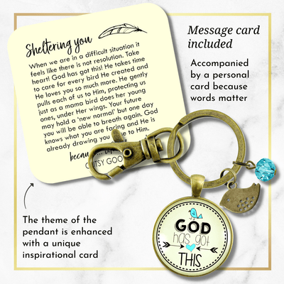 He Has Got This Keychain Faith Inspired Jewelry Boho Style Bird Encourage Gift - Gutsy Goodness