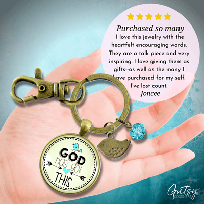 He Has Got This Keychain Faith Inspired Jewelry Boho Style Bird Encourage Gift - Gutsy Goodness