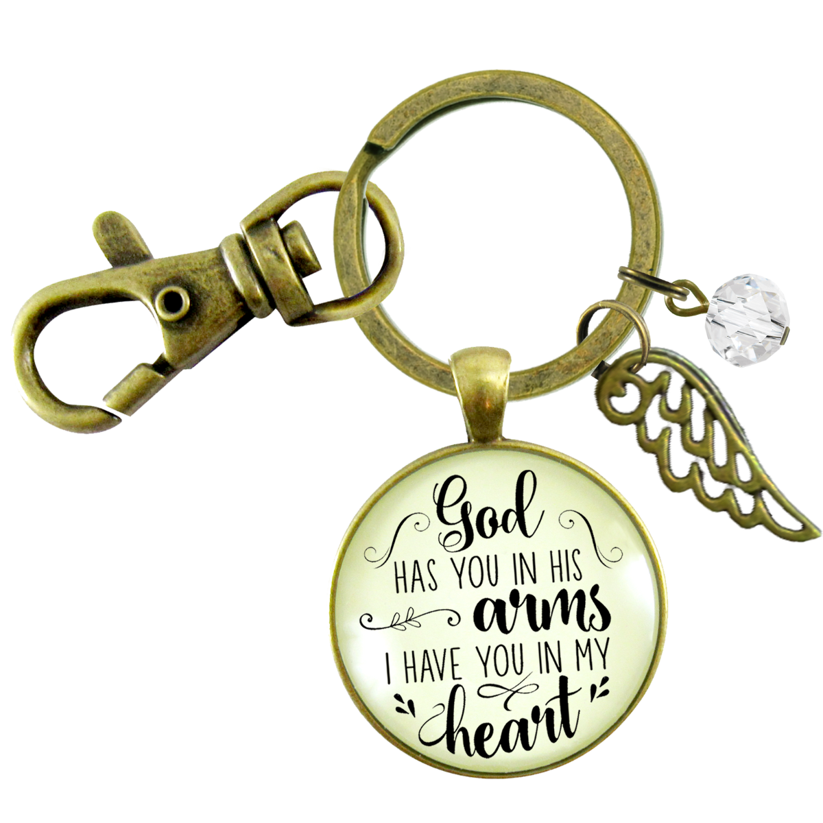God Has You in His Arms Memorial Keychain Jewelry Angel Wing Charm  Keychain - Women - Gutsy Goodness Handmade Jewelry