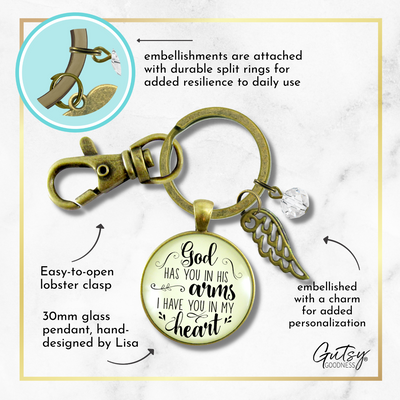 God Has You in His Arms Memorial Keychain Jewelry Angel Wing Charm  Keychain - Women - Gutsy Goodness Handmade Jewelry