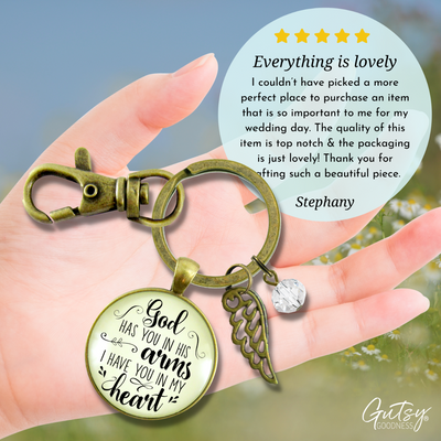 God Has You in His Arms Memorial Keychain Jewelry Angel Wing Charm  Keychain - Women - Gutsy Goodness Handmade Jewelry