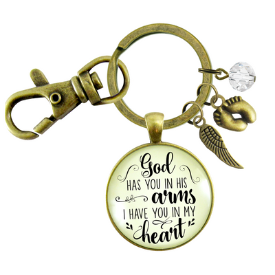 Baby Loss Memorial Keychain For Mom God Has You In Arms Heart Miscarriage Jewel Gift  Keychain - Women - Gutsy Goodness Handmade Jewelry