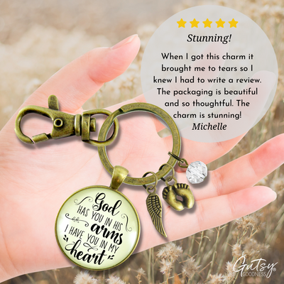 Baby Loss Memorial Keychain For Mom God Has You In Arms Heart Miscarriage Jewel Gift  Keychain - Women - Gutsy Goodness Handmade Jewelry