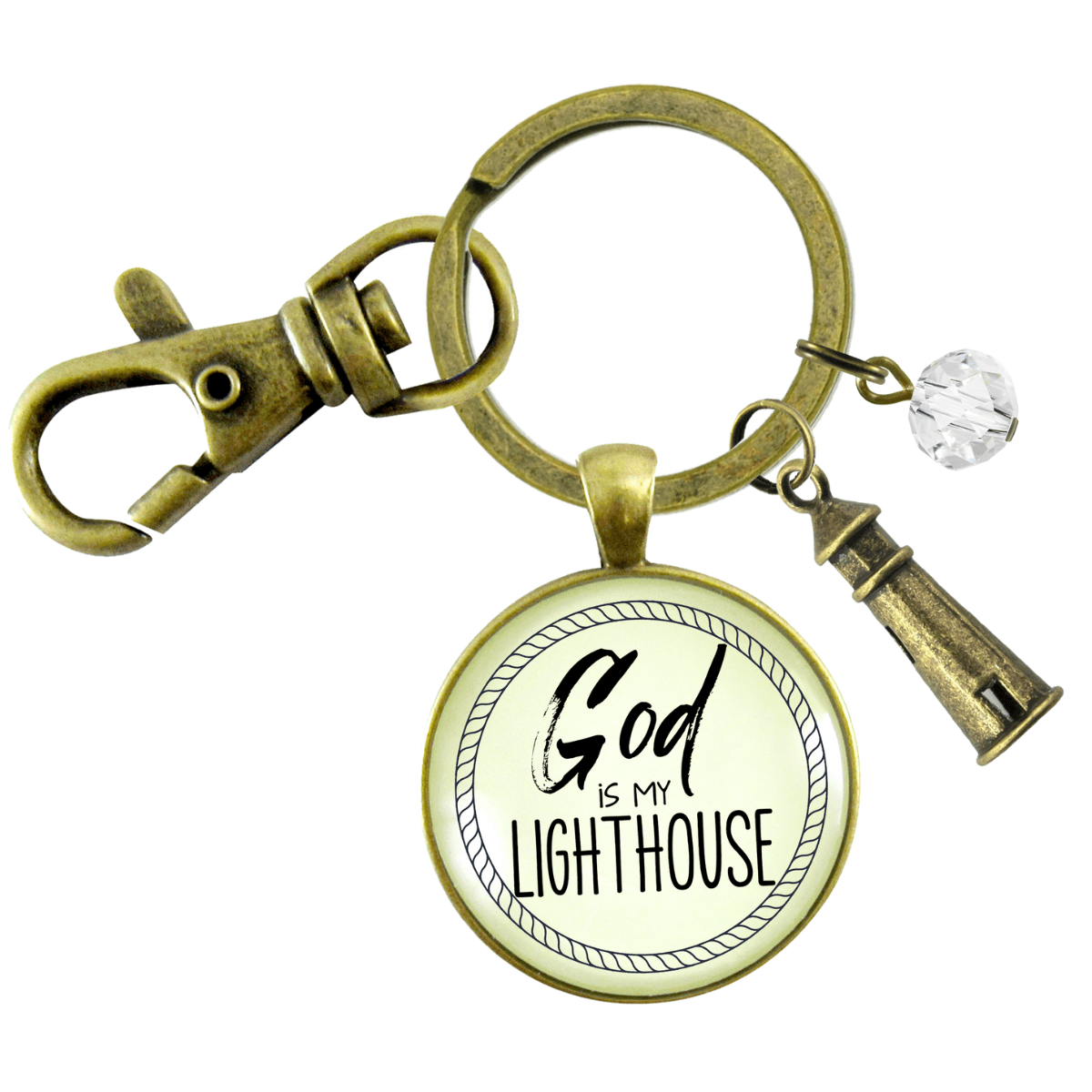 Nautical Keychain Lighthouse Faith Life Quote Womens Pendant Jewelry - Gutsy Goodness