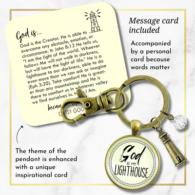 Nautical Keychain Lighthouse Faith Life Quote Womens Pendant Jewelry - Gutsy Goodness