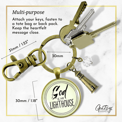 Nautical Keychain Lighthouse Faith Life Quote Womens Pendant Jewelry - Gutsy Goodness
