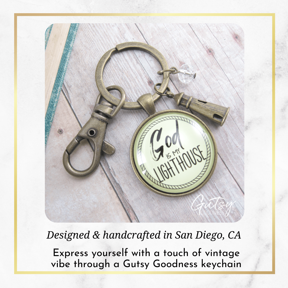 Nautical Keychain Lighthouse Faith Life Quote Womens Pendant Jewelry - Gutsy Goodness