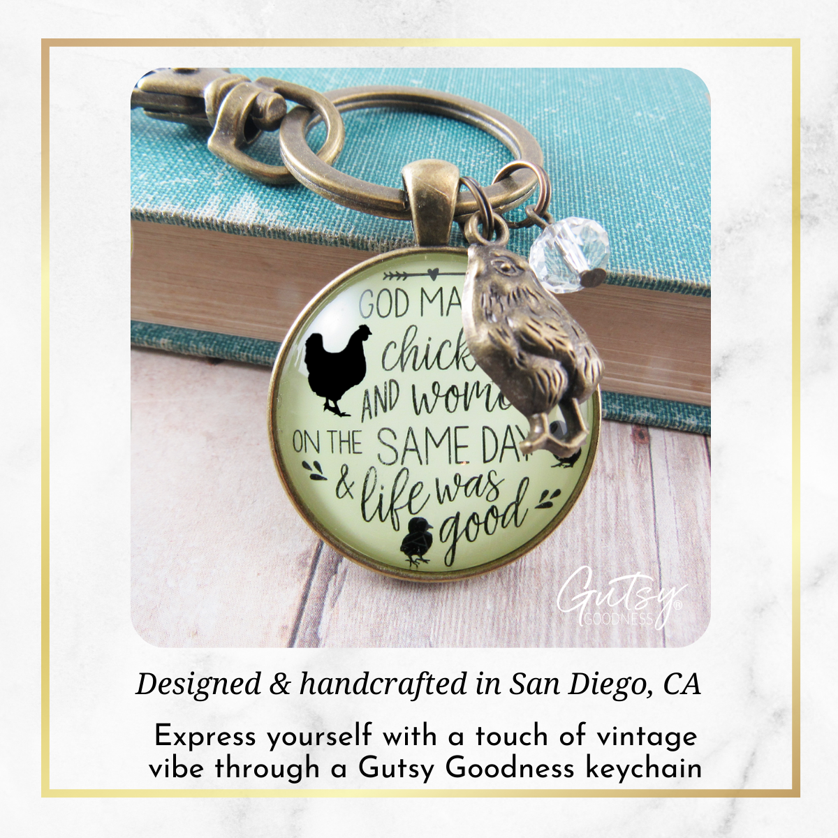 Chicken Keychain Funny God Made Chickens and Women It Was Good - Gutsy Goodness Handmade Jewelry;Chicken Keychain Funny God Made Chickens And Women It Was Good - Gutsy Goodness Handmade Jewelry Gifts