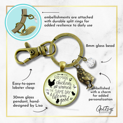 Chicken Keychain Funny God Made Chickens and Women It Was Good - Gutsy Goodness Handmade Jewelry;Chicken Keychain Funny God Made Chickens And Women It Was Good - Gutsy Goodness Handmade Jewelry Gifts
