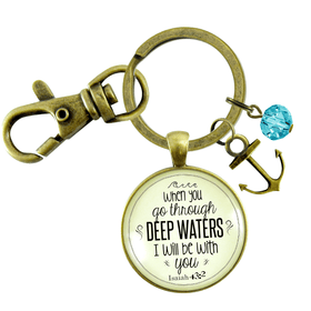 Anchor Keychain When You Go Through Deep Waters Faith Charm Jewelry