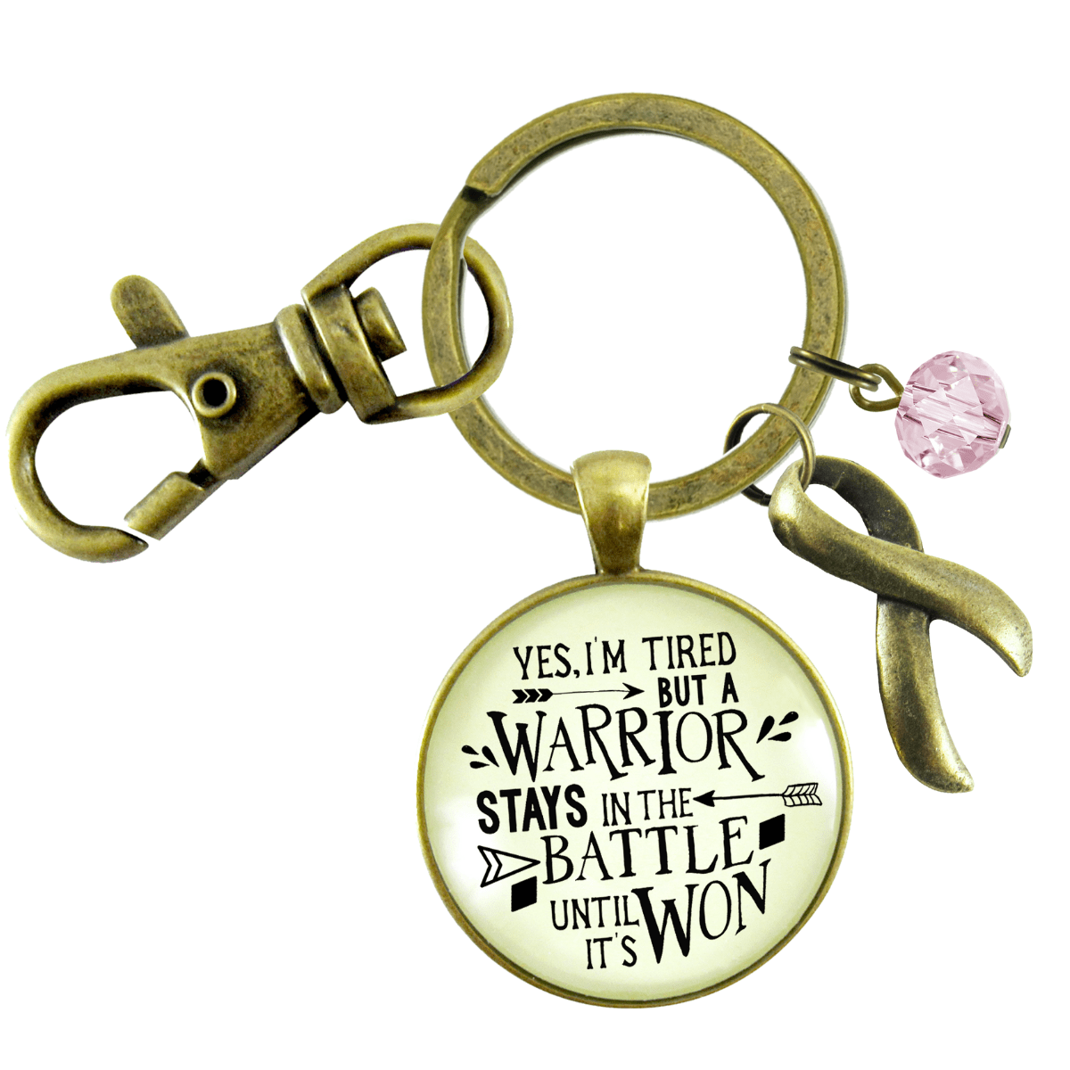 Breast Cancer Keychain Yes I Am Tired But A Warrior Positive Life Survivor Jewelry Pink - Gutsy Goodness;Breast Cancer Keychain Yes I Am Tired But A Warrior Positive Life Survivor Jewelry Pink - Gutsy Goodness Handmade Jewelry Gifts