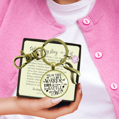 Breast Cancer Keychain Yes I Am Tired But A Warrior Positive Life Survivor Jewelry Pink - Gutsy Goodness;Breast Cancer Keychain Yes I Am Tired But A Warrior Positive Life Survivor Jewelry Pink - Gutsy Goodness Handmade Jewelry Gifts