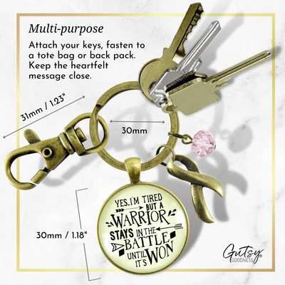Breast Cancer Keychain Yes I Am Tired But A Warrior Positive Life Survivor Jewelry Pink - Gutsy Goodness;Breast Cancer Keychain Yes I Am Tired But A Warrior Positive Life Survivor Jewelry Pink - Gutsy Goodness Handmade Jewelry Gifts