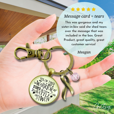 Breast Cancer Keychain Yes I Am Tired But A Warrior Positive Life Survivor Jewelry Pink - Gutsy Goodness;Breast Cancer Keychain Yes I Am Tired But A Warrior Positive Life Survivor Jewelry Pink - Gutsy Goodness Handmade Jewelry Gifts