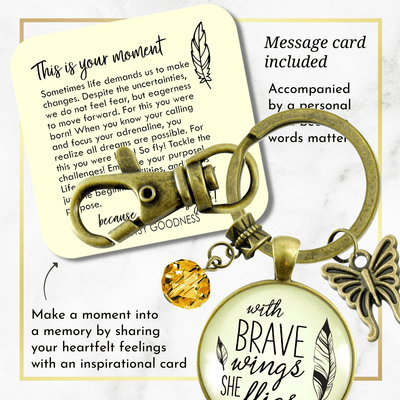 With Brave Wings She Flies - Butterfly - Gutsy Goodness Handmade Jewelry Gifts
