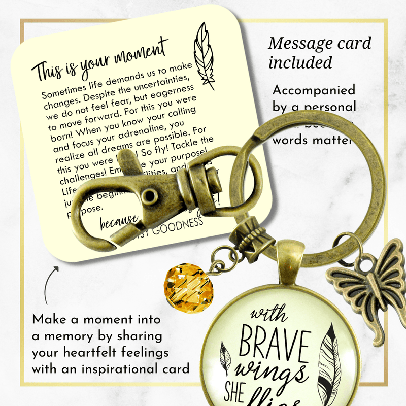 With Brave Wings She Flies - Butterfly - Gutsy Goodness Handmade Jewelry Gifts