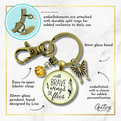 With Brave Wings She Flies - Butterfly - Gutsy Goodness Handmade Jewelry Gifts