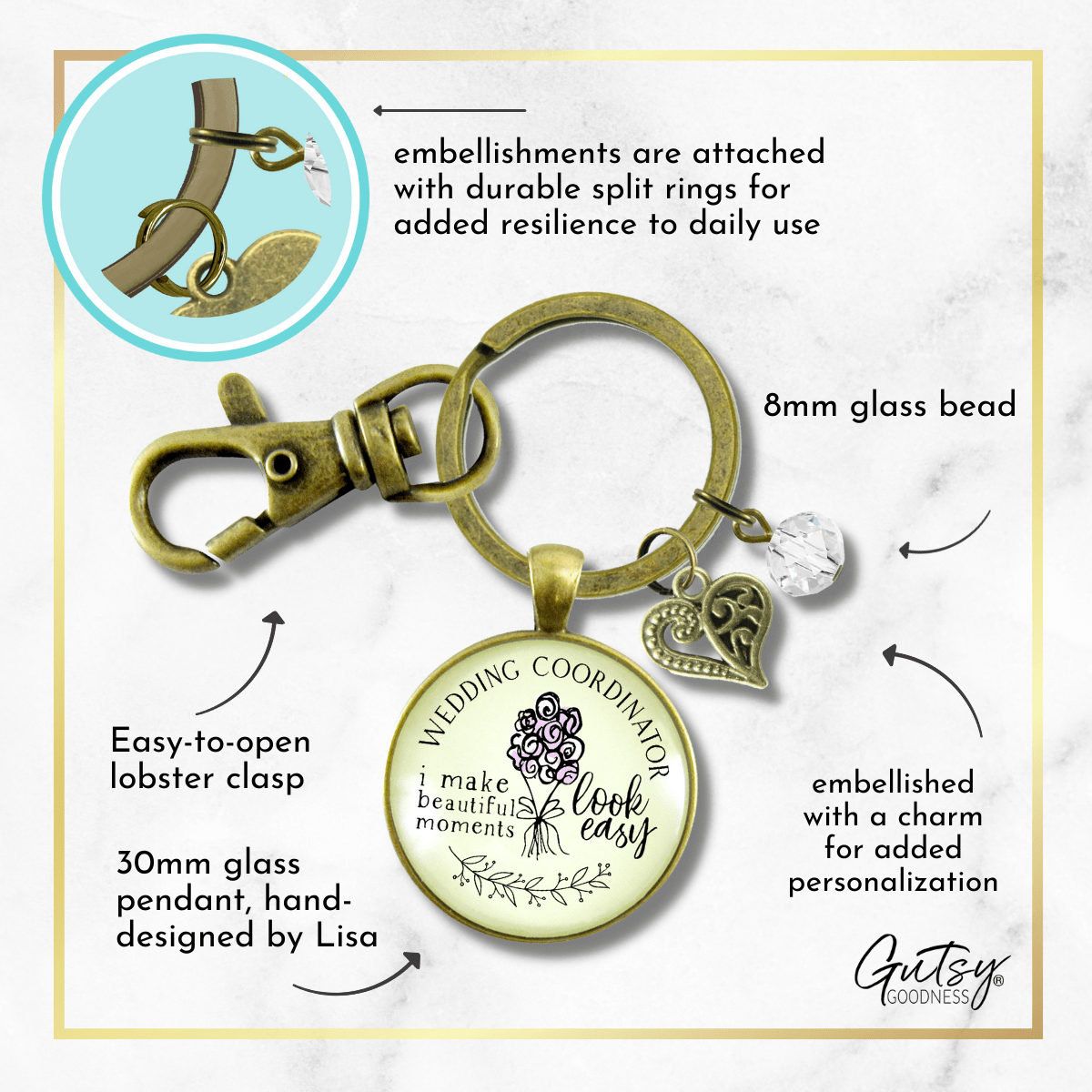Wedding Coordinator Keychain I Make Beautiful Moments Thank You Gift To Planner From Bride Groom - Gutsy Goodness