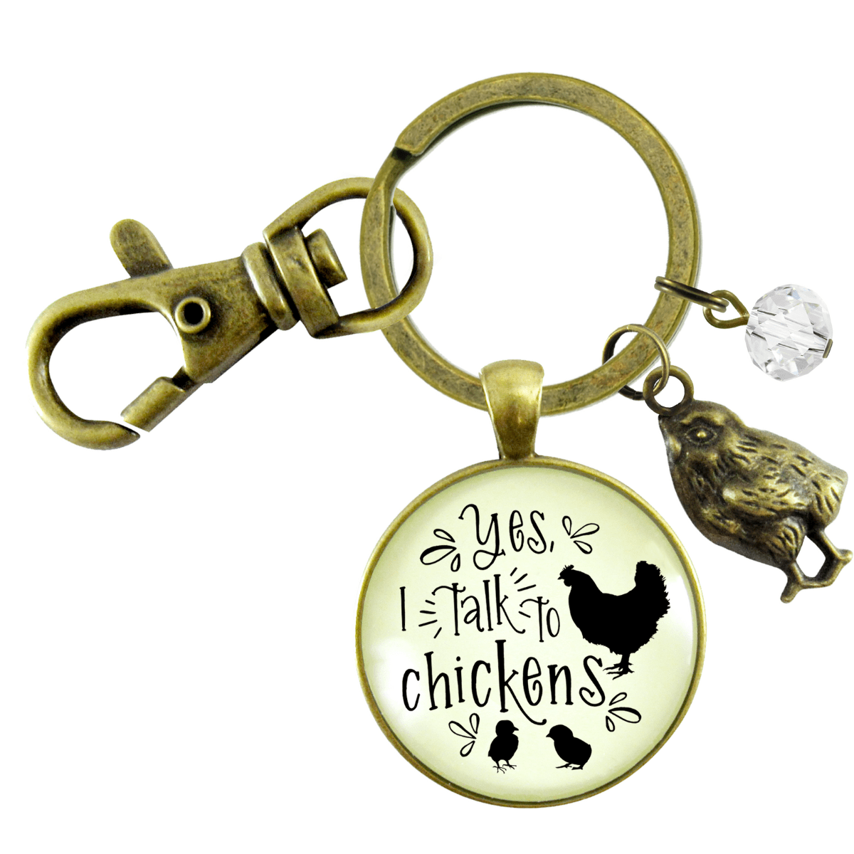 Chicken Mom Keychain Yes I Talk To Chickens Novelty Gift Farm Life Inspired - Gutsy Goodness Handmade Jewelry;Chicken Mom Keychain Yes I Talk To Chickens Novelty Gift Farm Life Inspired - Gutsy Goodness Handmade Jewelry Gifts