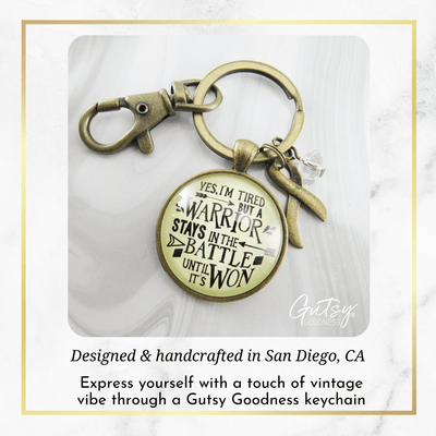 Survivor Keychain Yes I Am Tired Warrior Strong women Bold Life Message Jewelry Ribbon - Gutsy Goodness Handmade Jewelry;Survivor Keychain Yes I Am Tired Warrior Strong Women Bold Life Message Jewelry Ribbon - Gutsy Goodness Handmade Jewelry Gifts