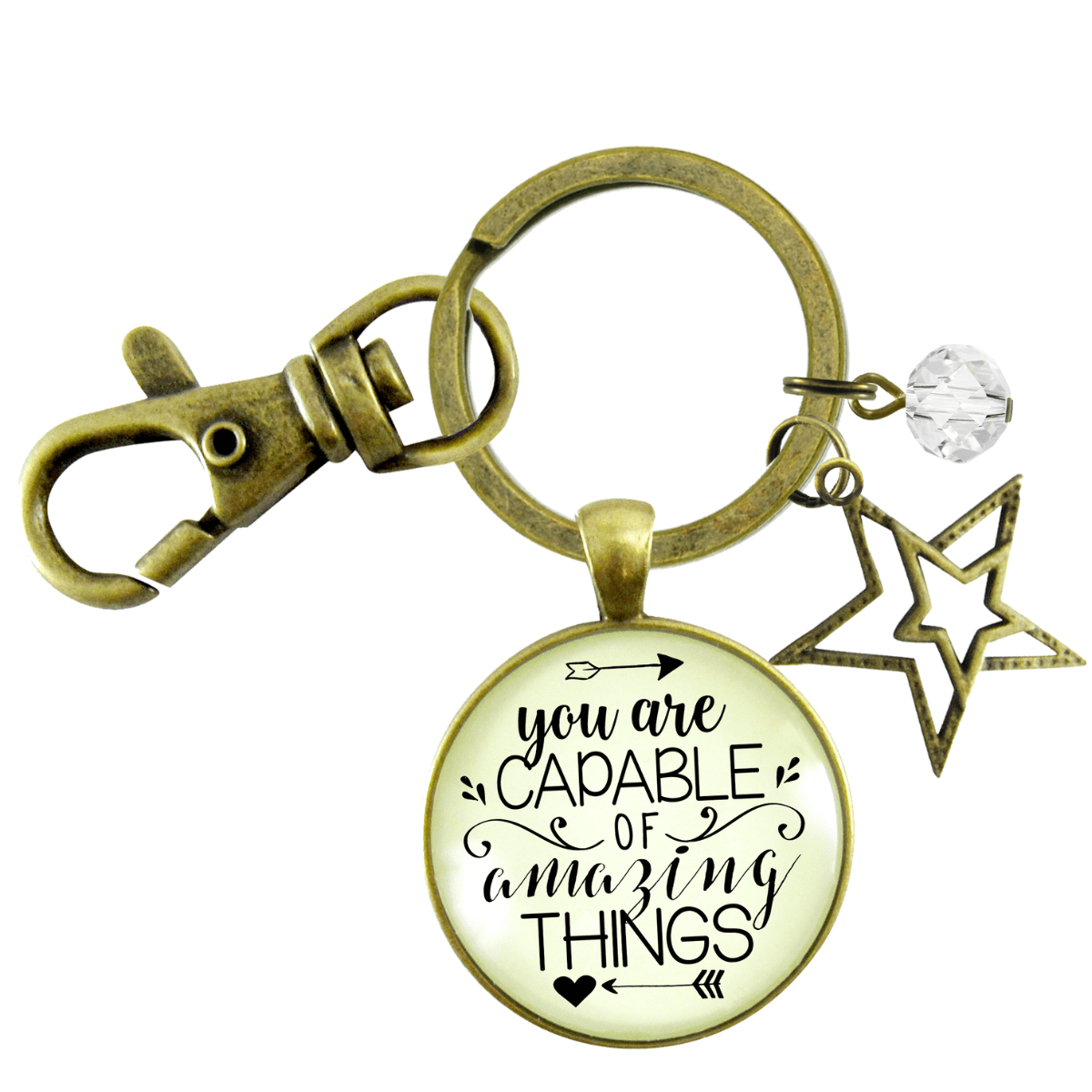 You Are Capable of Amazing Things Keychain Positive Message Quote Mantra Gift Jewelry - Gutsy Goodness