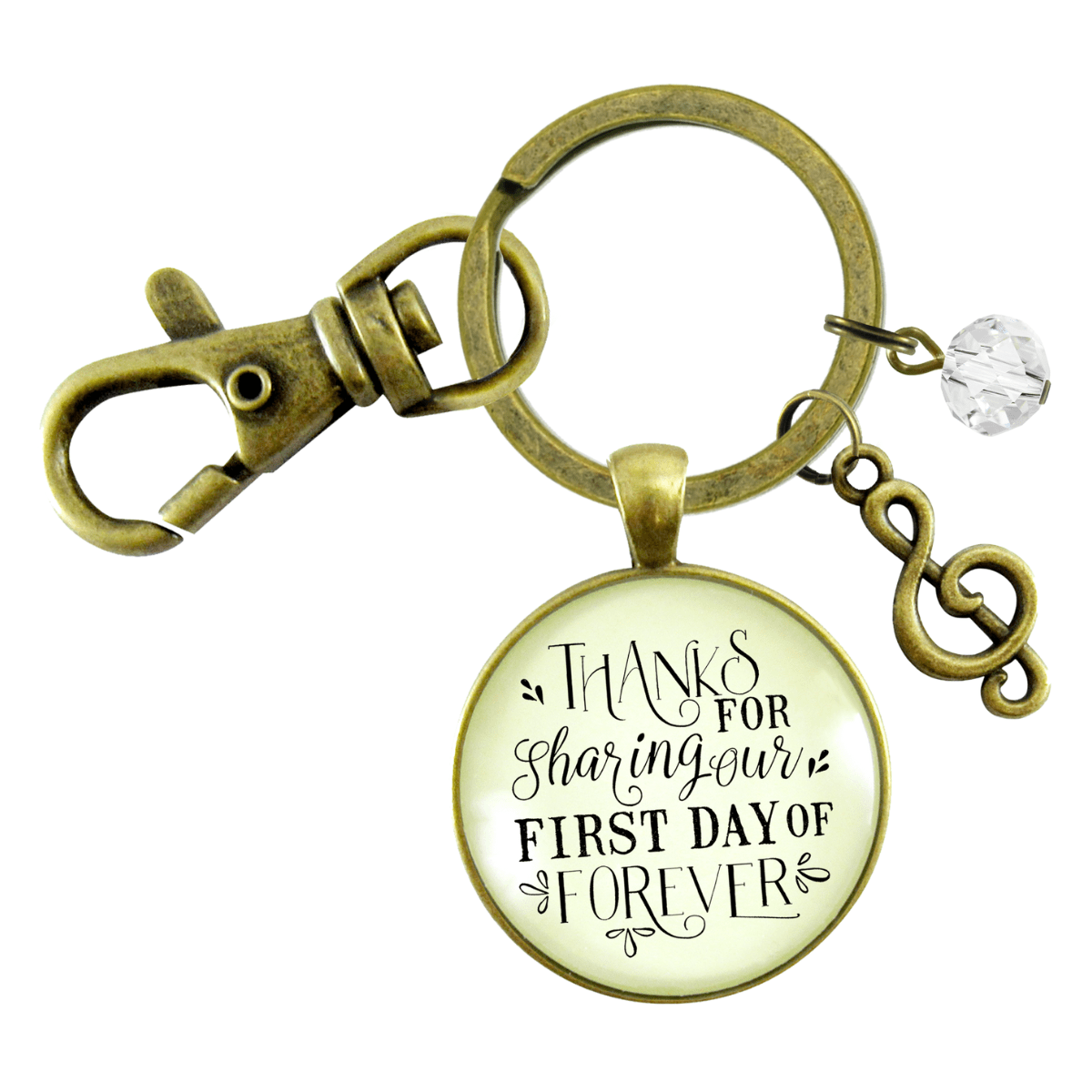 Wedding Singer Gift Keychain Thanks For Sharing Our Day Rustic For Musician Soloist G Clef - Gutsy Goodness