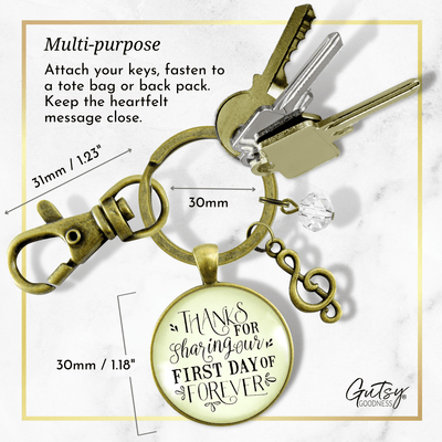 Wedding Singer Gift Keychain Thanks For Sharing Our Day Rustic For Musician Soloist G Clef - Gutsy Goodness